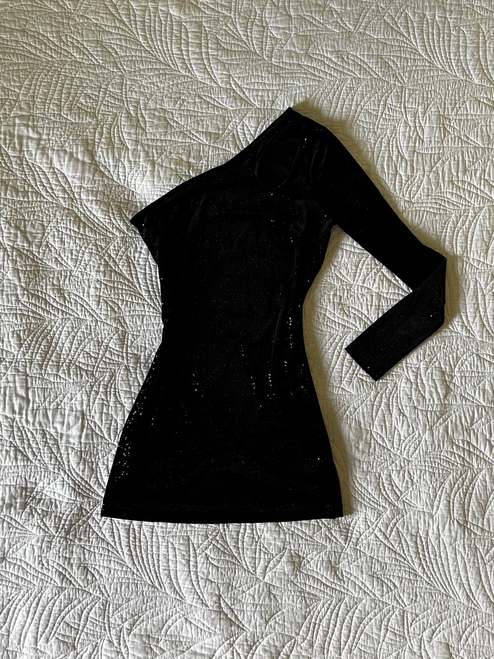 NWT - One Shoulder Sparkly Mini Dress - Black - Medium